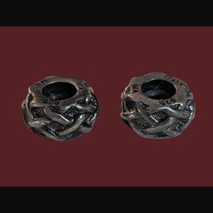 Michael Anthony Oxidized 925 Sterling Criss Cross Woven Pattern 2 Spacer Beads